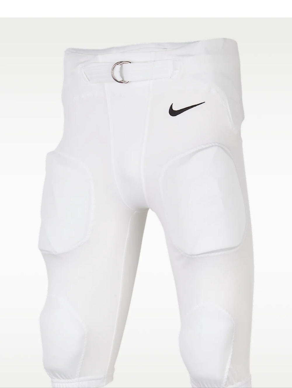 Nike Recruit Kids White Football Padded Pants with Black Swoosh
